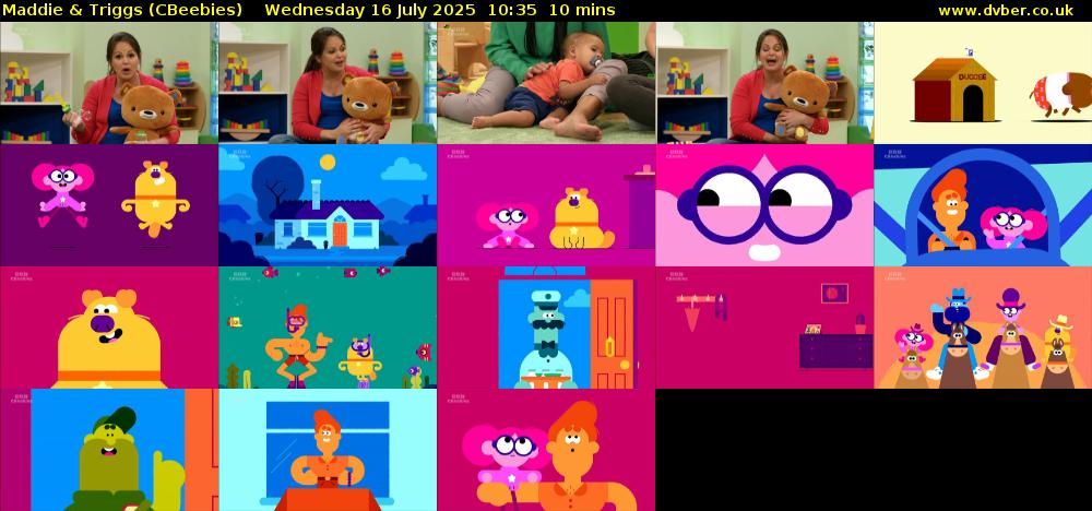 Maddie & Triggs (CBeebies) Wednesday 16 July 2025 10:35 - 10:45