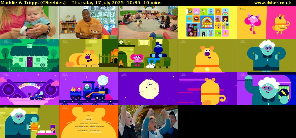 Maddie & Triggs (CBeebies) Thursday 17 July 2025 10:35 - 10:45
