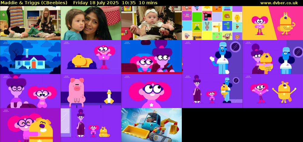 Maddie & Triggs (CBeebies) Friday 18 July 2025 10:35 - 10:45