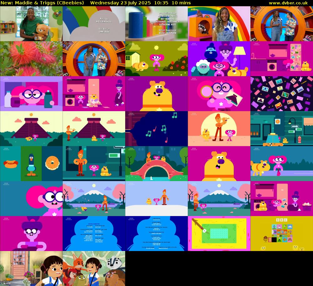 Maddie & Triggs (CBeebies) Wednesday 23 July 2025 10:35 - 10:45