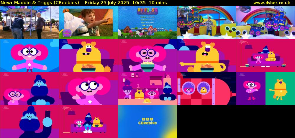 Maddie & Triggs (CBeebies) Friday 25 July 2025 10:35 - 10:45