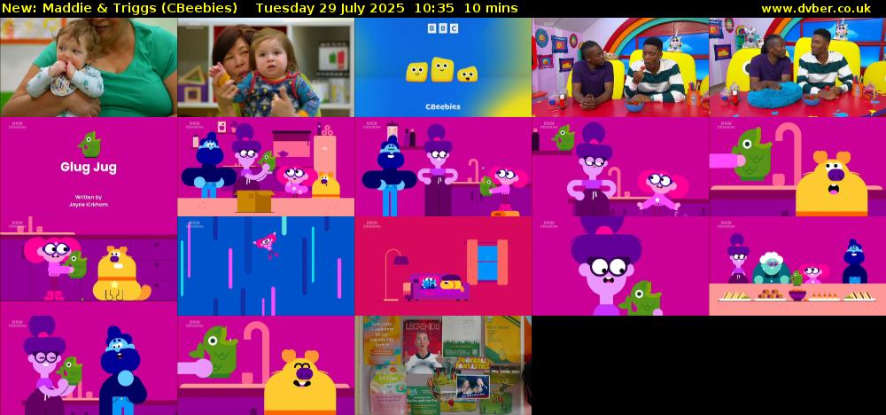 Maddie & Triggs (CBeebies) Tuesday 29 July 2025 10:35 - 10:45