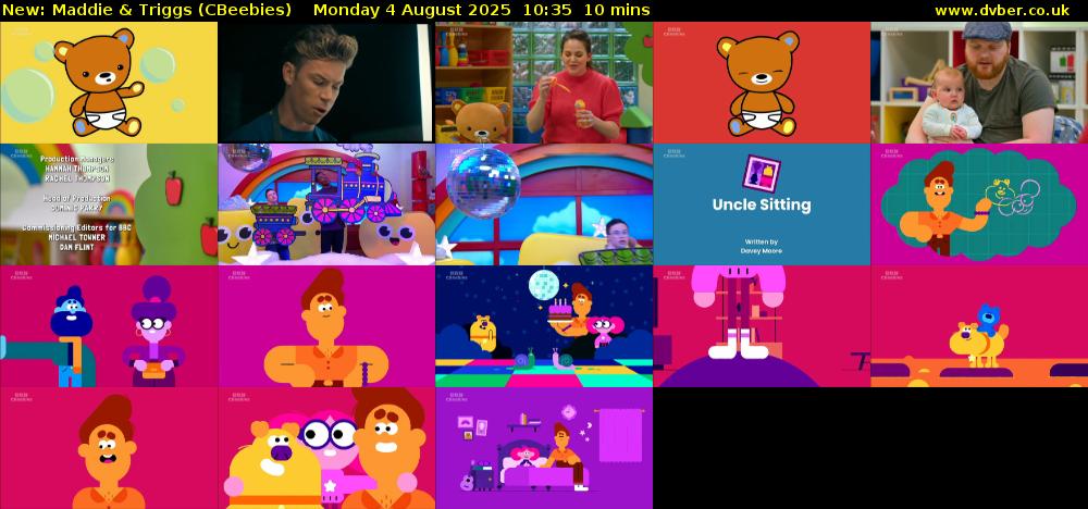 Maddie & Triggs (CBeebies) Monday 4 August 2025 10:35 - 10:45