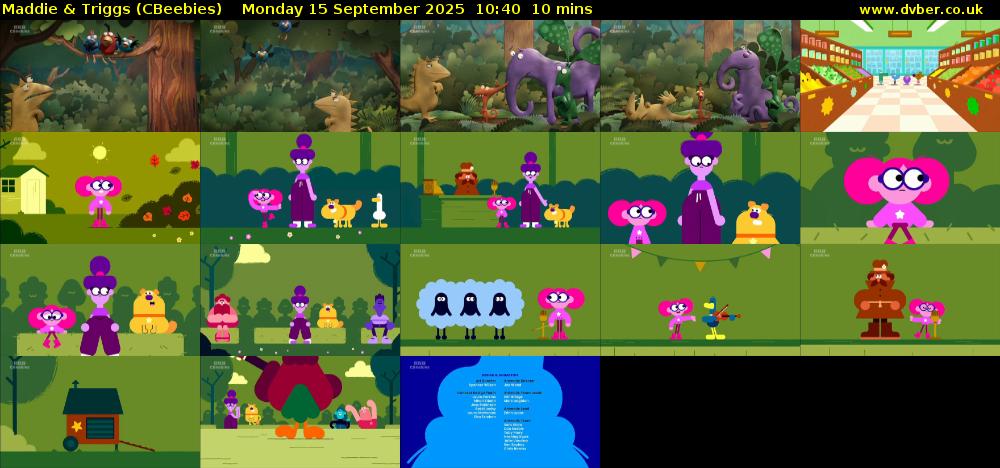 Maddie & Triggs (CBeebies) Monday 15 September 2025 10:40 - 10:50