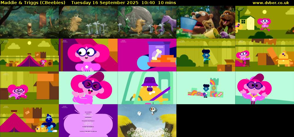 Maddie & Triggs (CBeebies) Tuesday 16 September 2025 10:40 - 10:50