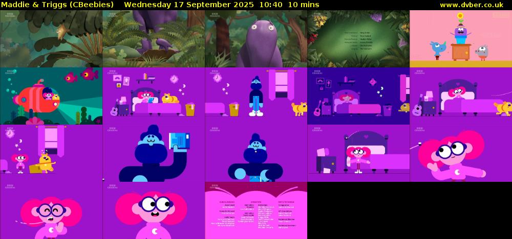 Maddie & Triggs (CBeebies) Wednesday 17 September 2025 10:40 - 10:50