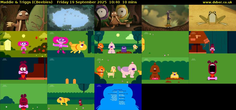Maddie & Triggs (CBeebies) Friday 19 September 2025 10:40 - 10:50