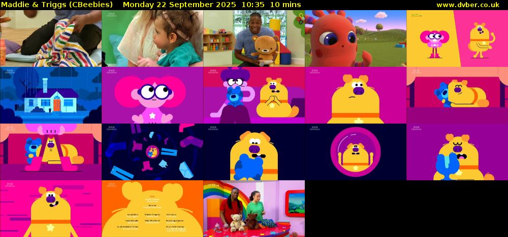 Maddie & Triggs (CBeebies) Monday 22 September 2025 10:35 - 10:45