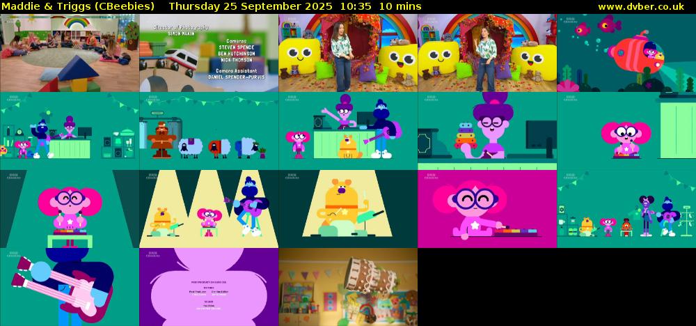 Maddie & Triggs (CBeebies) Thursday 25 September 2025 10:35 - 10:45