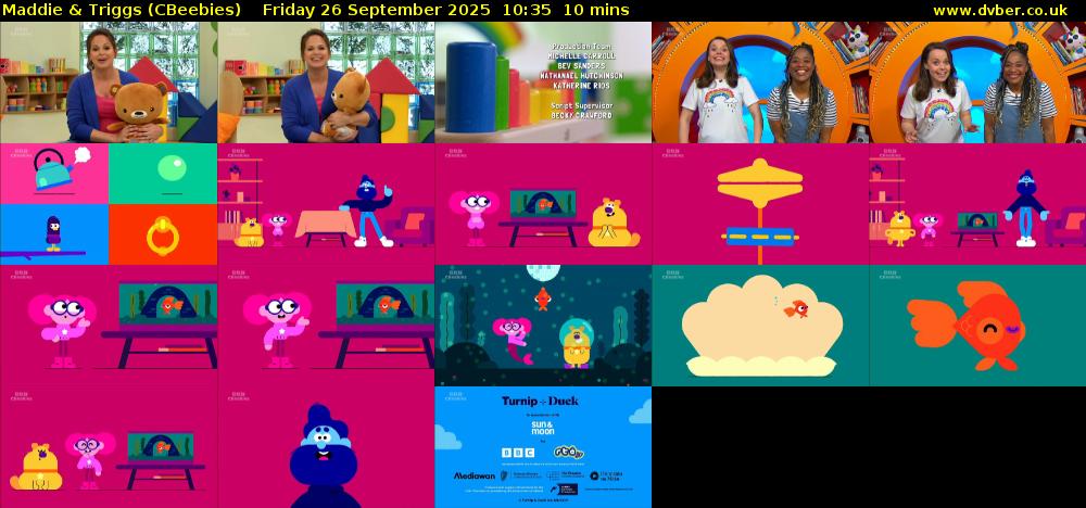 Maddie & Triggs (CBeebies) Friday 26 September 2025 10:35 - 10:45
