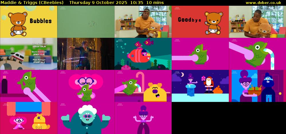 Maddie & Triggs (CBeebies) Thursday 9 October 2025 10:35 - 10:45