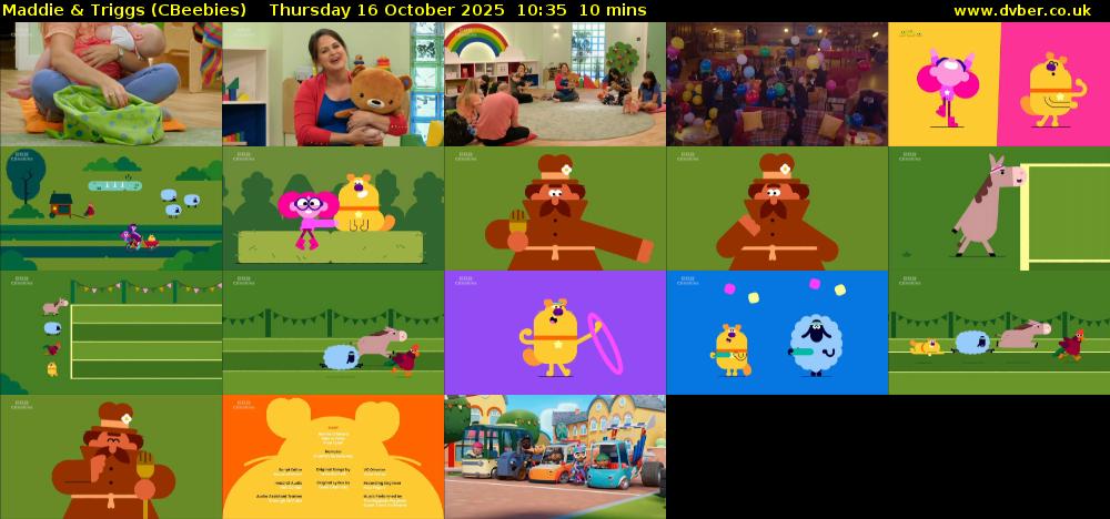 Maddie & Triggs (CBeebies) Thursday 16 October 2025 10:35 - 10:45