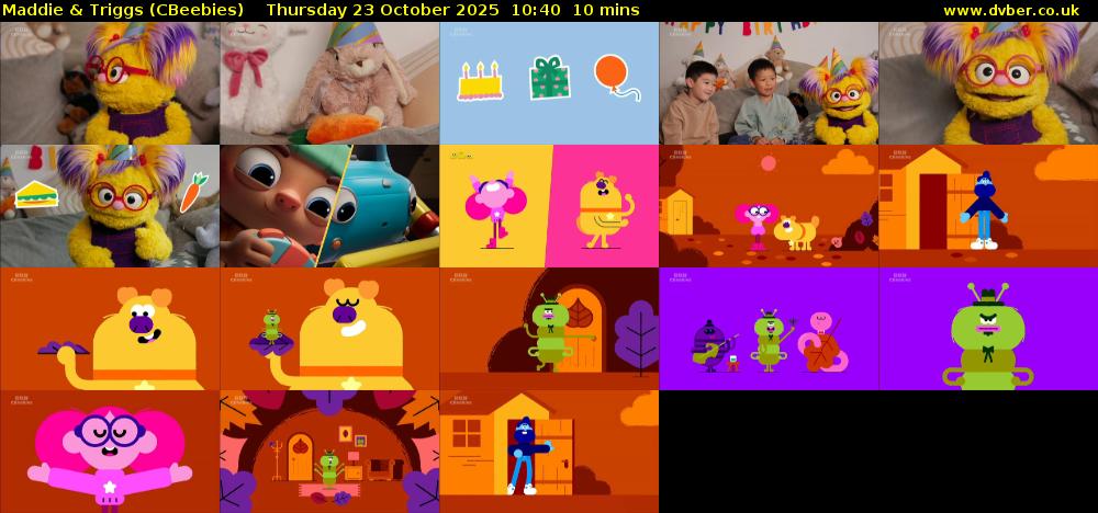 Maddie & Triggs (CBeebies) Thursday 23 October 2025 10:40 - 10:50