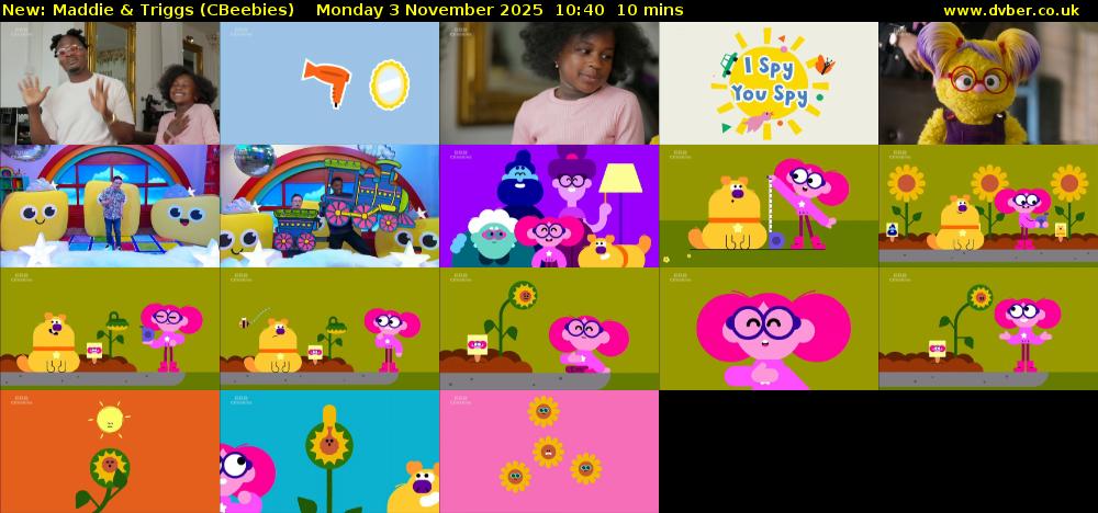 Maddie & Triggs (CBeebies) Monday 3 November 2025 10:40 - 10:50