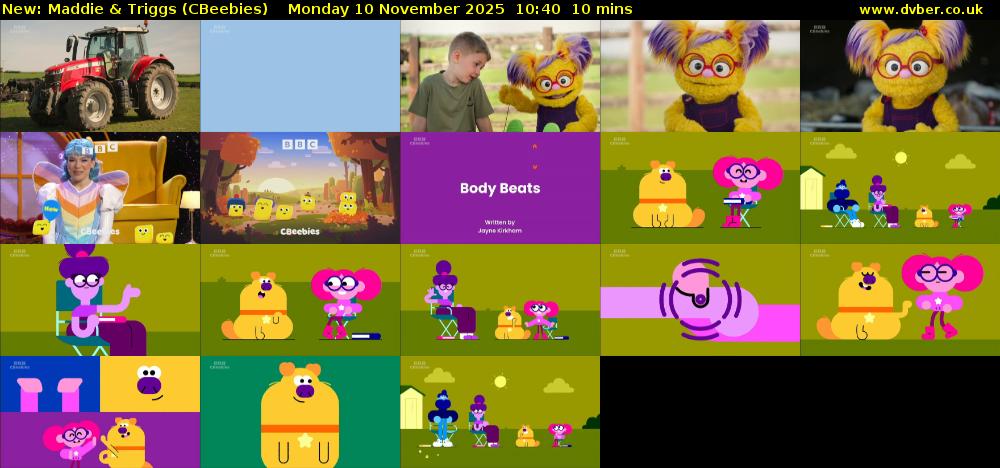 Maddie & Triggs (CBeebies) Monday 10 November 2025 10:40 - 10:50