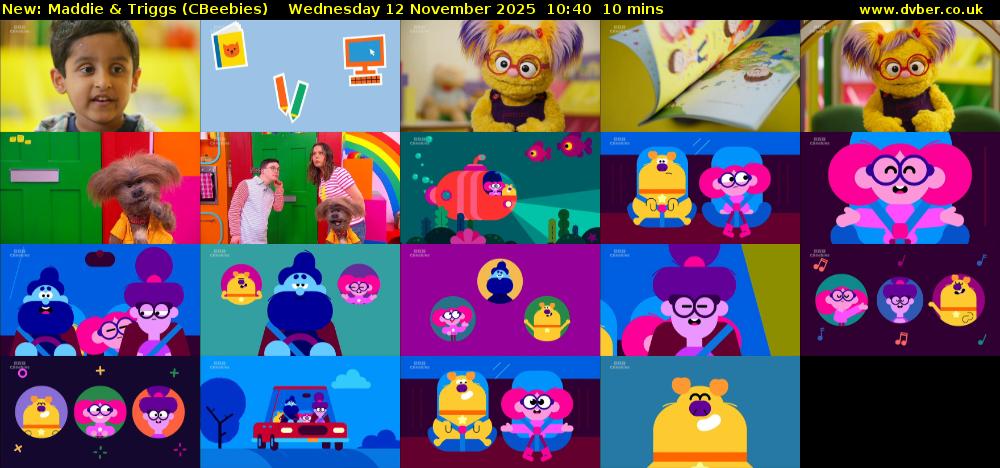 Maddie & Triggs (CBeebies) Wednesday 12 November 2025 10:40 - 10:50