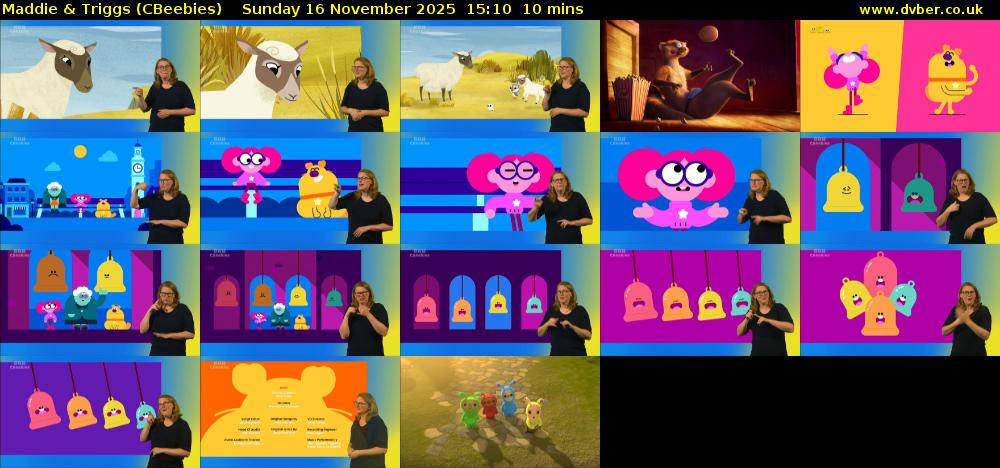 Maddie & Triggs (CBeebies) Sunday 16 November 2025 15:10 - 15:20
