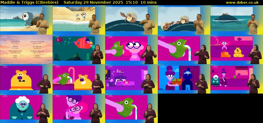 Maddie & Triggs (CBeebies) Saturday 29 November 2025 15:10 - 15:20