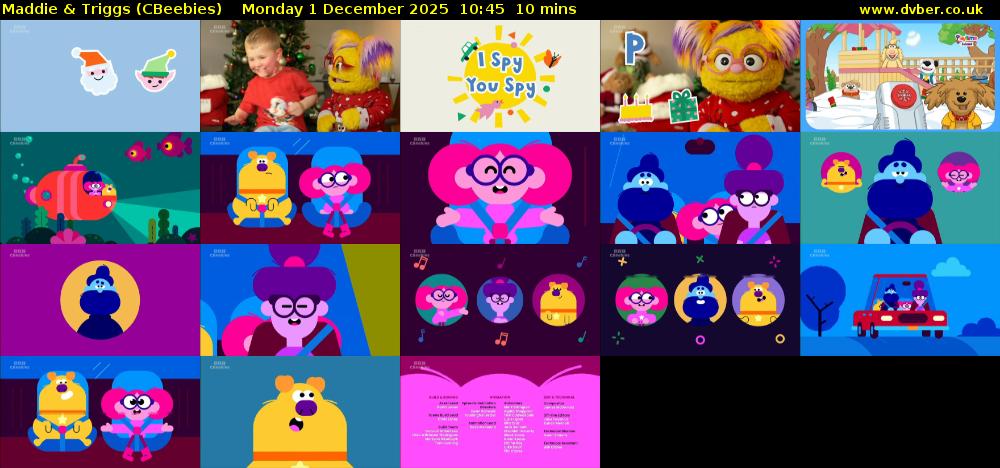 Maddie & Triggs (CBeebies) Monday 1 December 2025 10:45 - 10:55