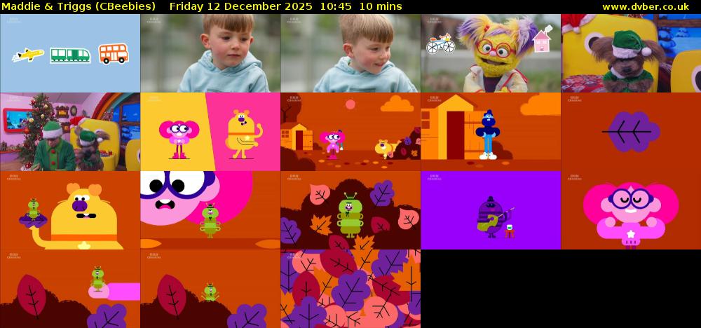 Maddie & Triggs (CBeebies) Friday 12 December 2025 10:45 - 10:55