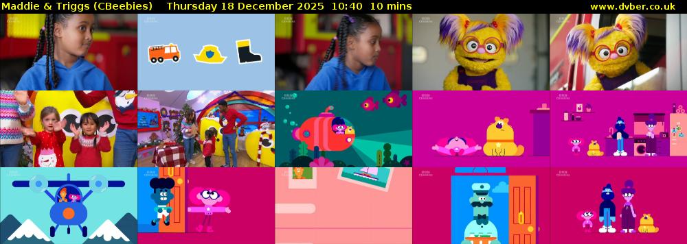Maddie & Triggs (CBeebies) Thursday 18 December 2025 10:40 - 10:50