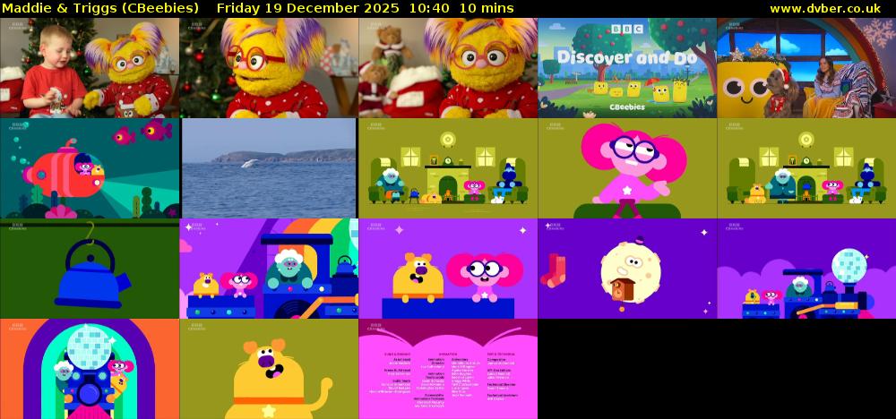 Maddie & Triggs (CBeebies) Friday 19 December 2025 10:40 - 10:50