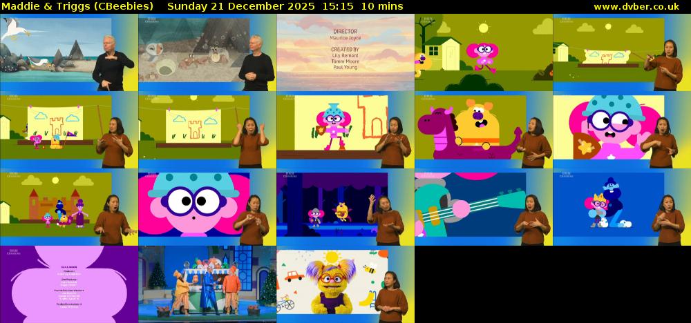 Maddie & Triggs (CBeebies) Sunday 21 December 2025 15:15 - 15:25