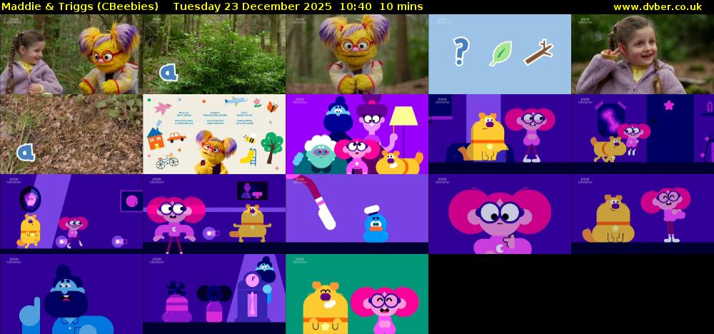 Maddie & Triggs (CBeebies) Tuesday 23 December 2025 10:40 - 10:50