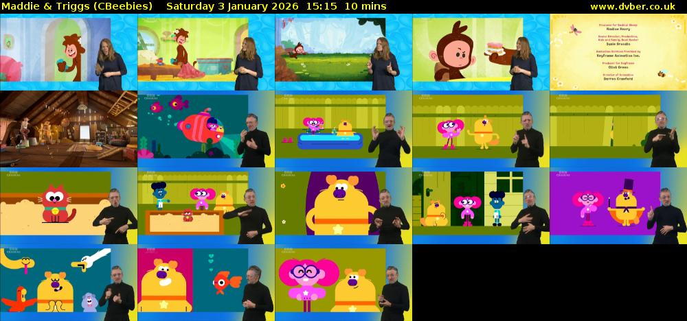 Maddie & Triggs (CBeebies) Saturday 3 January 2026 15:15 - 15:25