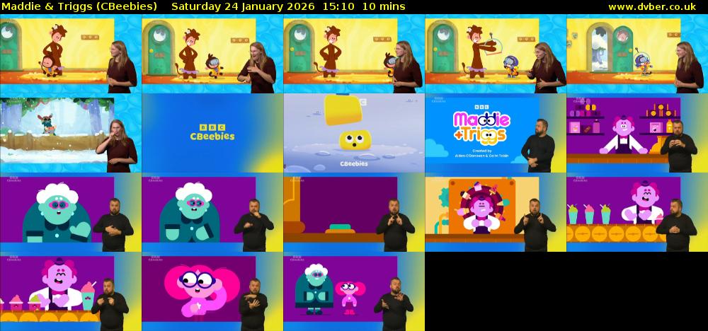 Maddie & Triggs (CBeebies) Saturday 24 January 2026 15:10 - 15:20
