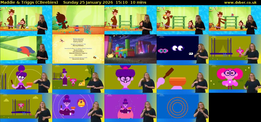 Maddie & Triggs (CBeebies) Sunday 25 January 2026 15:10 - 15:20