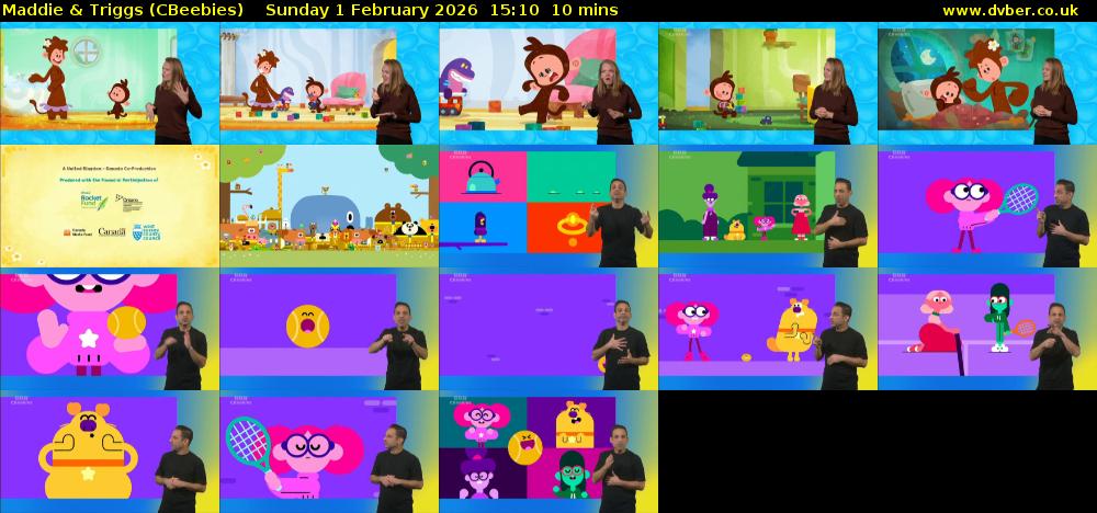 Maddie & Triggs (CBeebies) Sunday 1 February 2026 15:10 - 15:20
