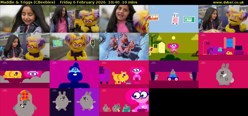 Maddie & Triggs (CBeebies) Friday 6 February 2026 10:40 - 10:50
