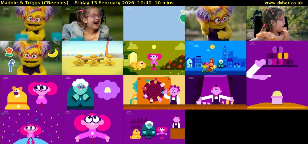 Maddie & Triggs (CBeebies) Friday 13 February 2026 10:40 - 10:50