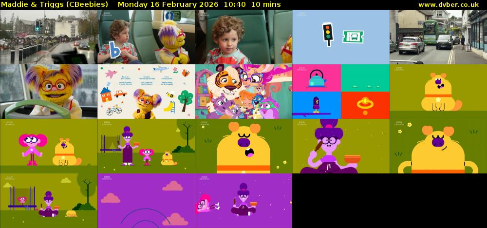 Maddie & Triggs (CBeebies) Monday 16 February 2026 10:40 - 10:50