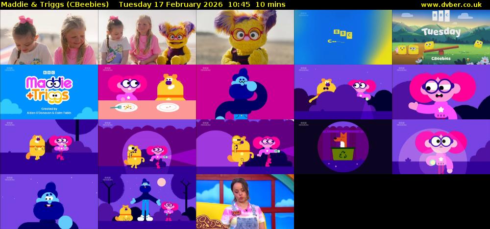 Maddie & Triggs (CBeebies) Tuesday 17 February 2026 10:45 - 10:55