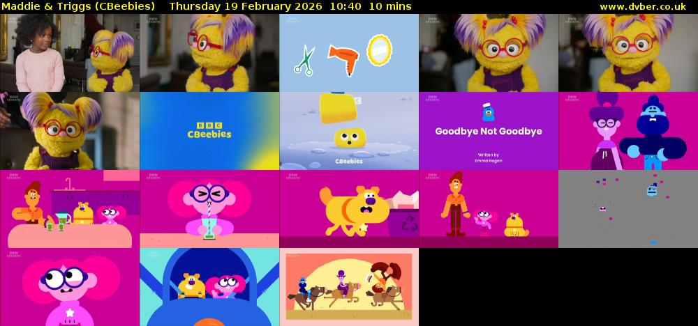 Maddie & Triggs (CBeebies) Thursday 19 February 2026 10:40 - 10:50