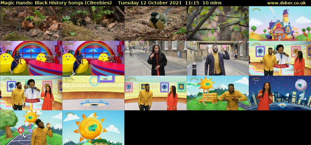 Magic Hands: Black History Songs (CBeebies) Tuesday 12 October 2021 11:15 - 11:25