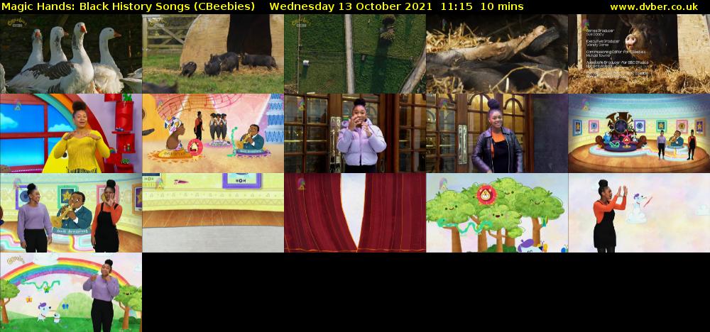 Magic Hands: Black History Songs (CBeebies) Wednesday 13 October 2021 11:15 - 11:25