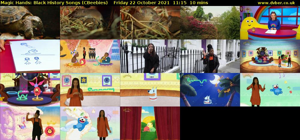 Magic Hands: Black History Songs (CBeebies) Friday 22 October 2021 11:15 - 11:25
