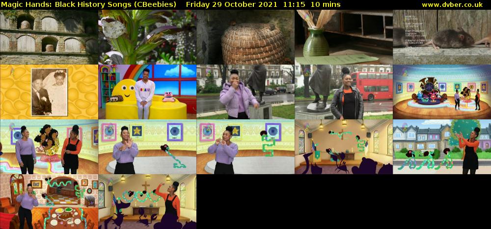 Magic Hands: Black History Songs (CBeebies) Friday 29 October 2021 11:15 - 11:25