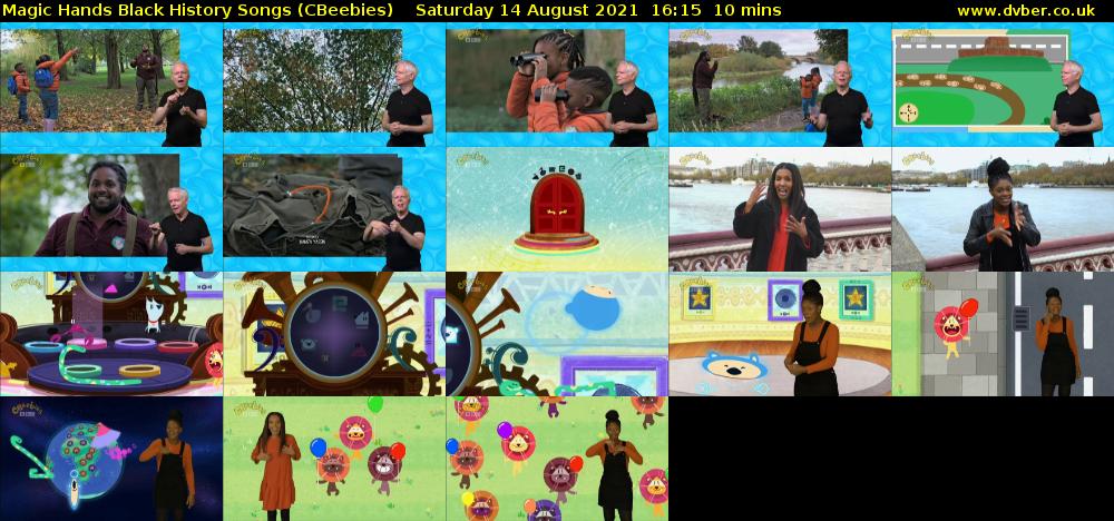 Magic Hands Black History Songs (CBeebies) Saturday 14 August 2021 16:15 - 16:25