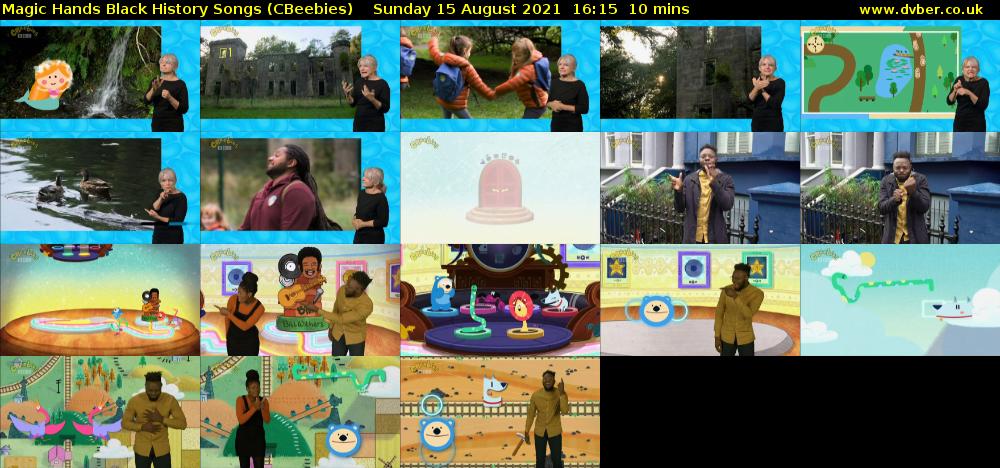 Magic Hands Black History Songs (CBeebies) Sunday 15 August 2021 16:15 - 16:25