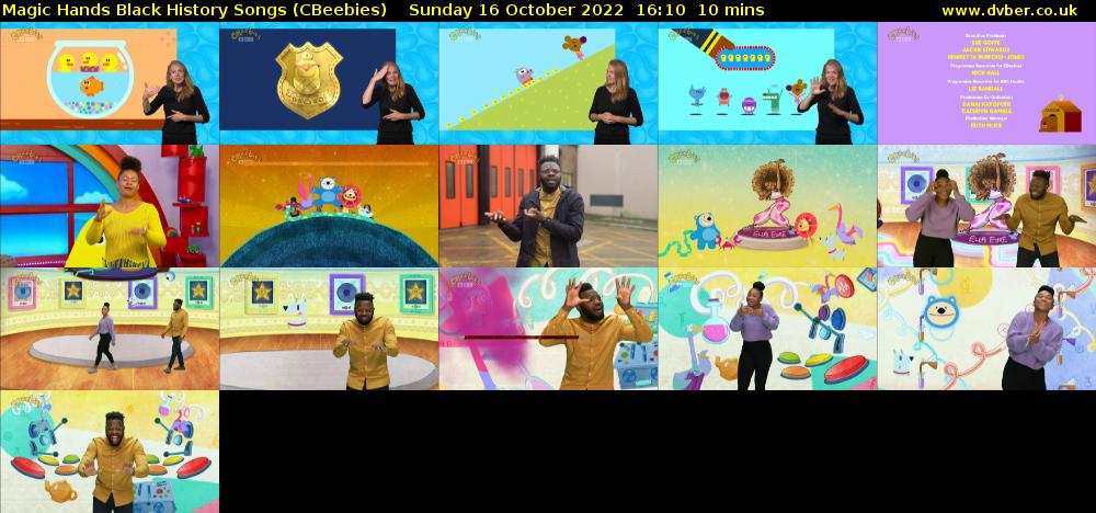 Magic Hands Black History Songs (CBeebies) Sunday 16 October 2022 16:10 - 16:20
