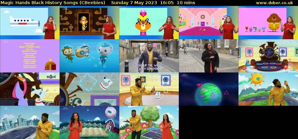 Magic Hands Black History Songs (CBeebies) Sunday 7 May 2023 16:05 - 16:15