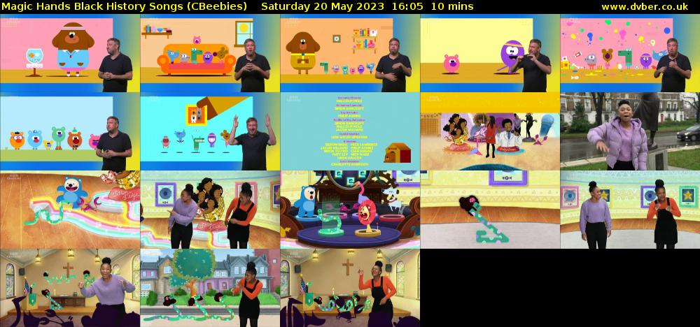 Magic Hands Black History Songs (CBeebies) Saturday 20 May 2023 16:05 - 16:15