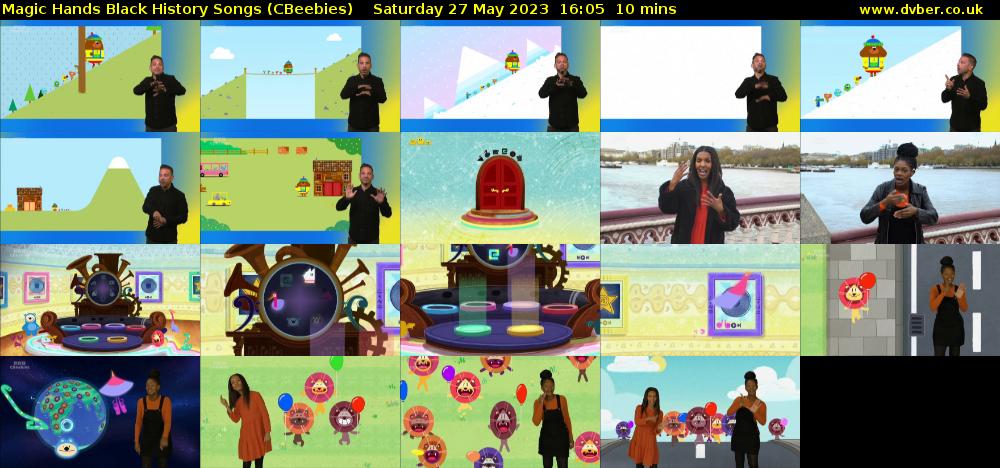Magic Hands Black History Songs (CBeebies) Saturday 27 May 2023 16:05 - 16:15