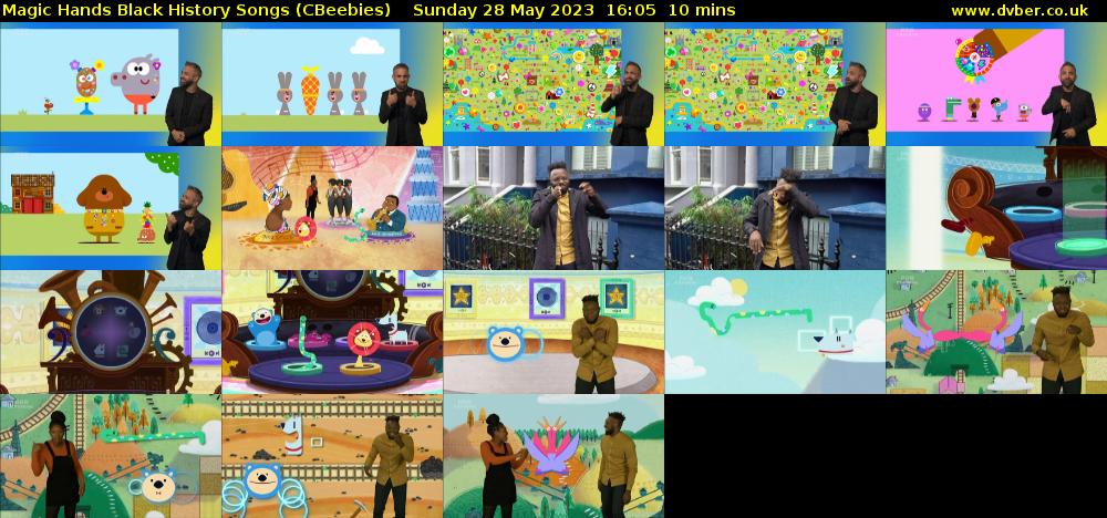 Magic Hands Black History Songs (CBeebies) Sunday 28 May 2023 16:05 - 16:15