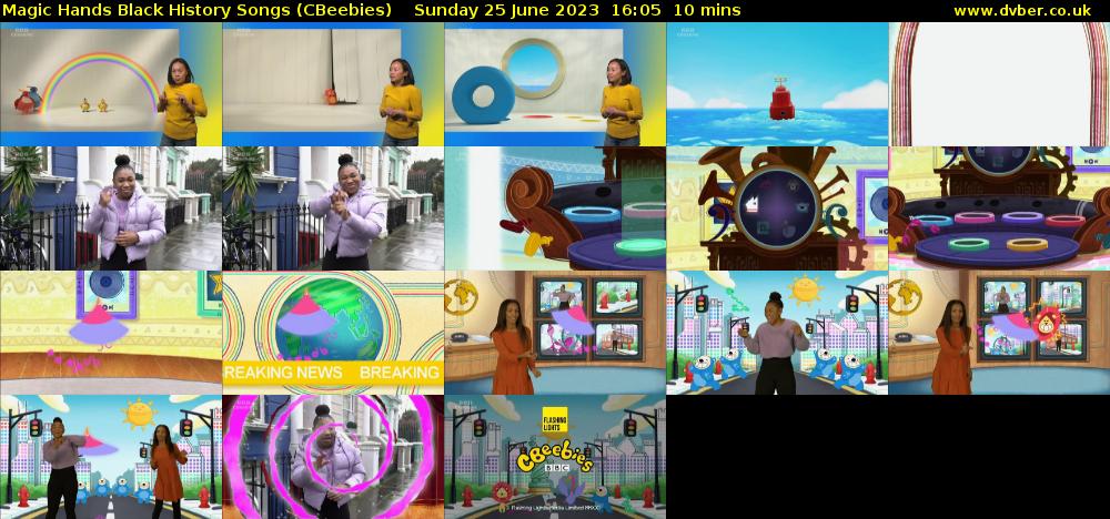 Magic Hands Black History Songs (CBeebies) Sunday 25 June 2023 16:05 - 16:15