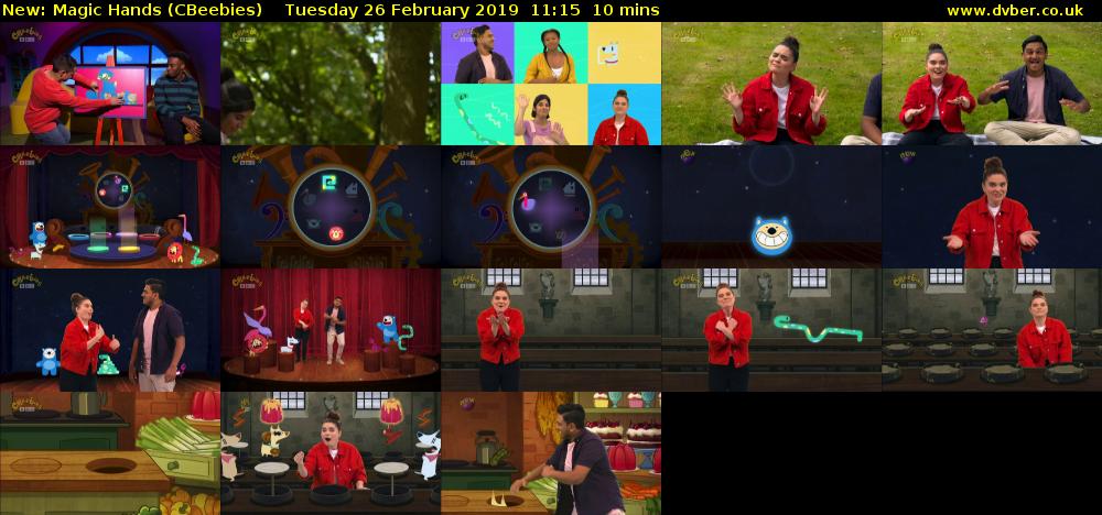 Magic Hands (CBeebies) Tuesday 26 February 2019 11:15 - 11:25